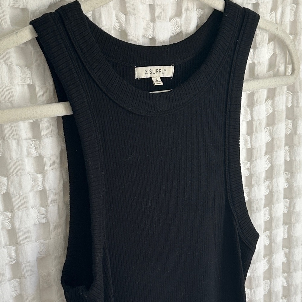 Z Supply Black Ribbed Midi Dress